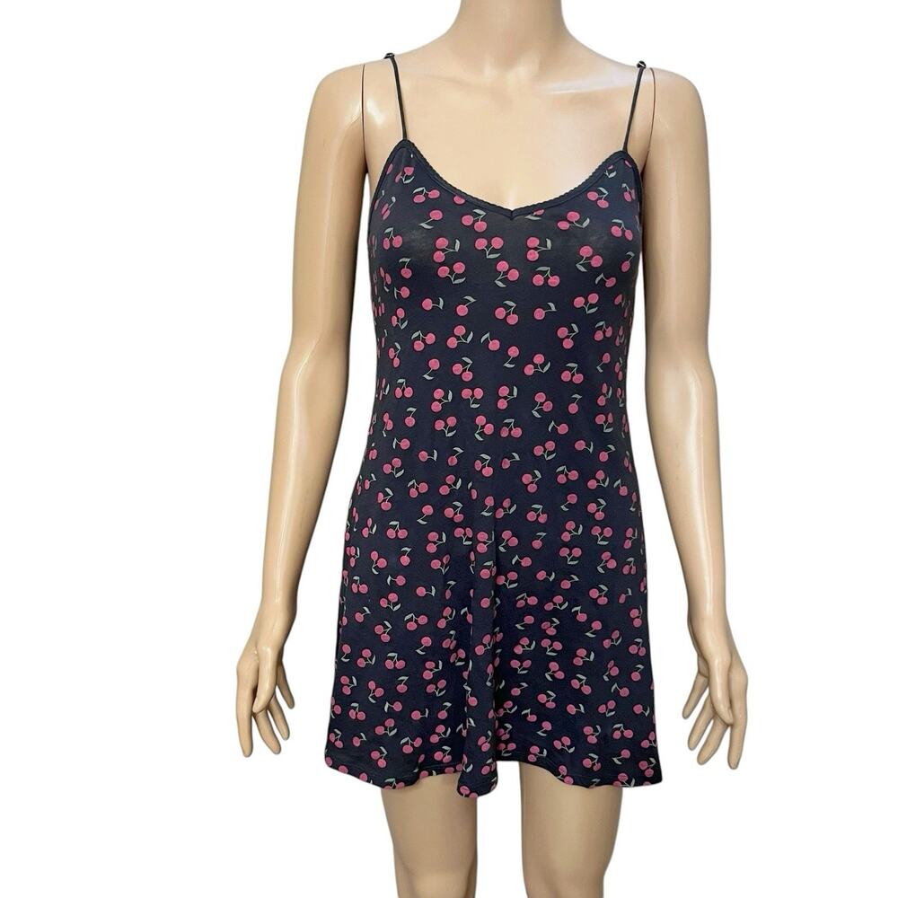 Only Hearts NYC Cherry Print Slip Dress Small Loungewear Nightie Organic Cotton